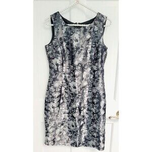 Michael Michael Kors Black Silver Sleeveless Printed Sheath Dress 4